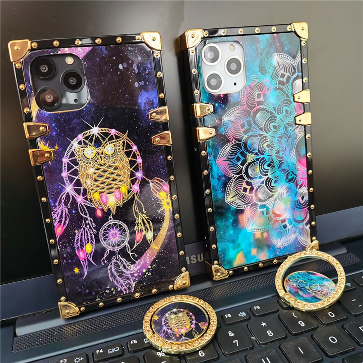 Boho Mandala / Owl Dreamcatcher Square Iphone Case