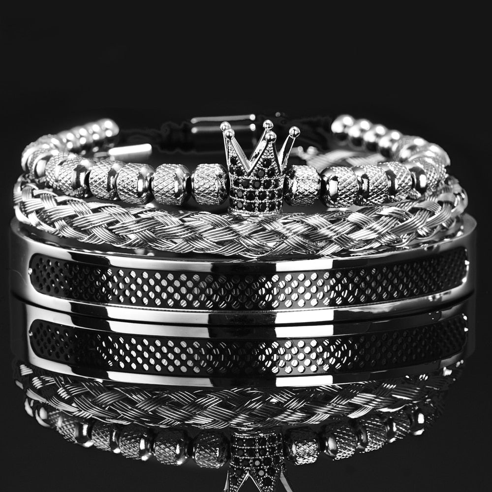 Two Tone Crown Stack Bracelet