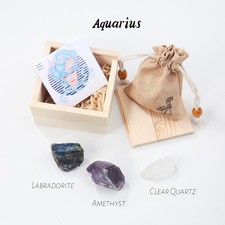 Zodiac 12 Constellations Raw Crystal Set