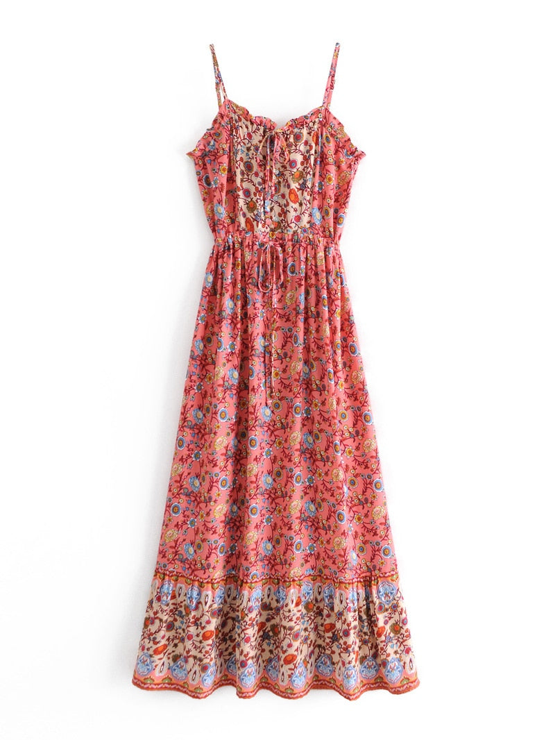 Floral Print Sleeveless Bohemian Dress