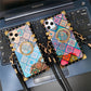 Boho Floral Patchwork Square Iphone case with Ring & Strap