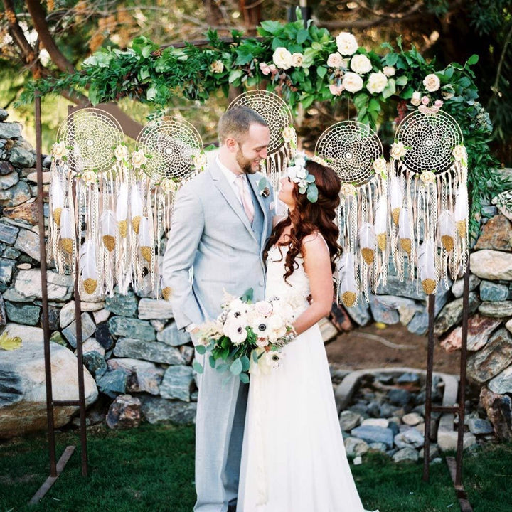 Large White Boho Floral Dreamcatcher