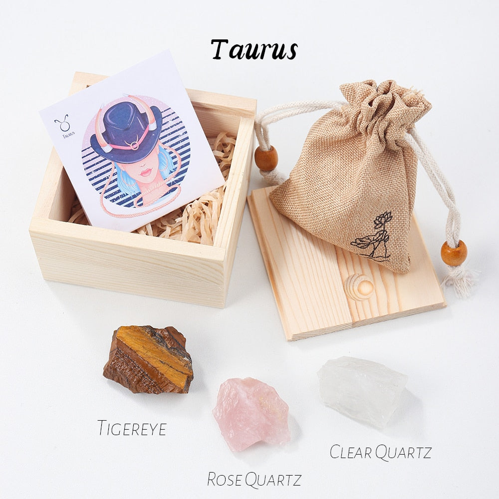 Zodiac 12 Constellations Raw Crystal Set