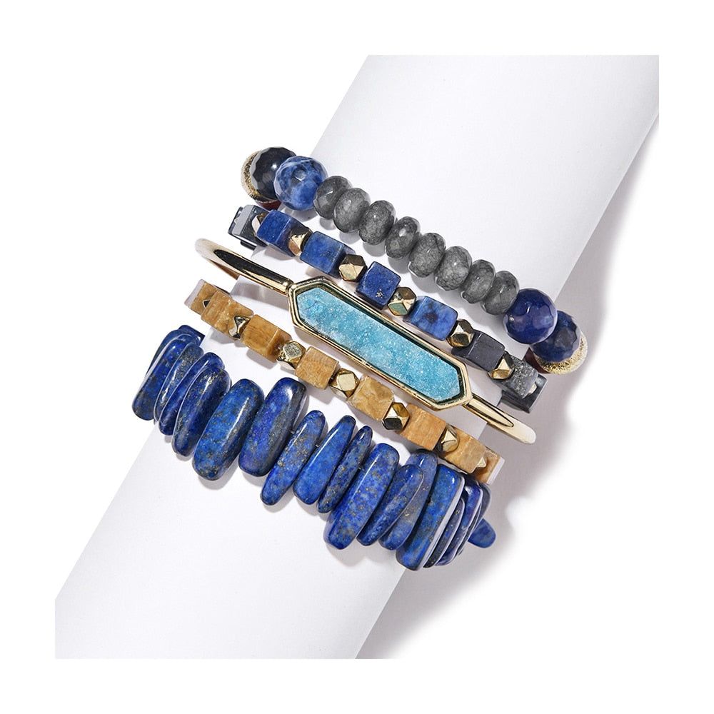 Healing Lapis Lazuli Boho Stack Bracelet