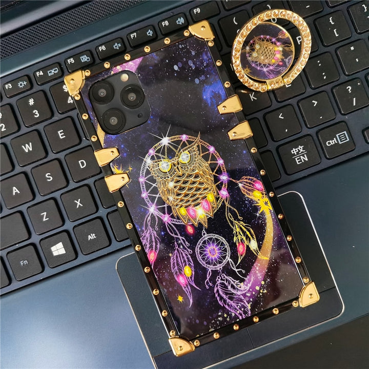 Boho Mandala / Owl Dreamcatcher Square Iphone Case