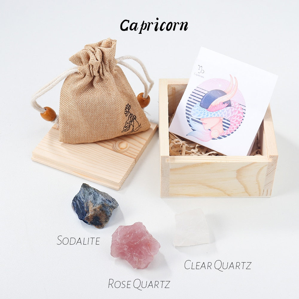 Zodiac 12 Constellations Raw Crystal Set