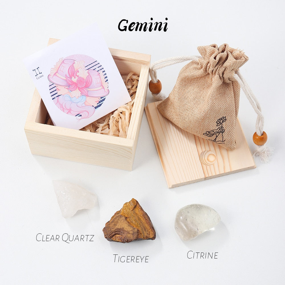 Zodiac 12 Constellations Raw Crystal Set