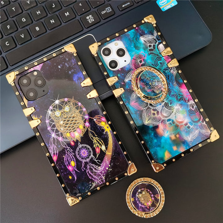 Boho Mandala / Owl Dreamcatcher Square Iphone Case
