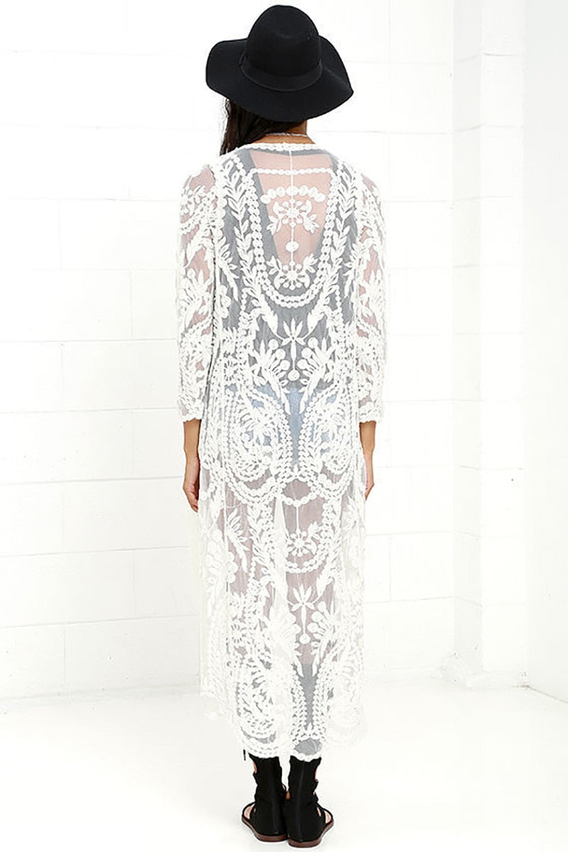 Bohemian White Lace Beach Cover-Up
