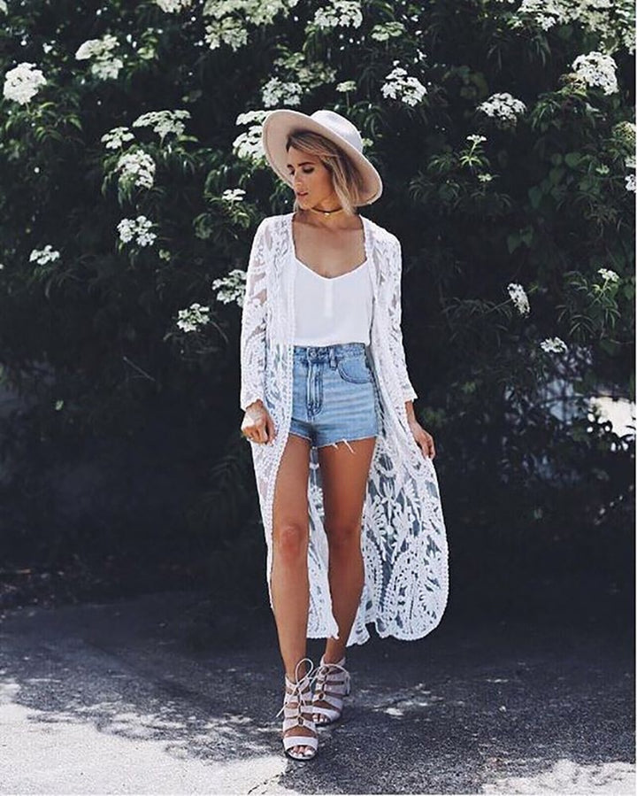 Bohemian White Lace Beach Cover-Up