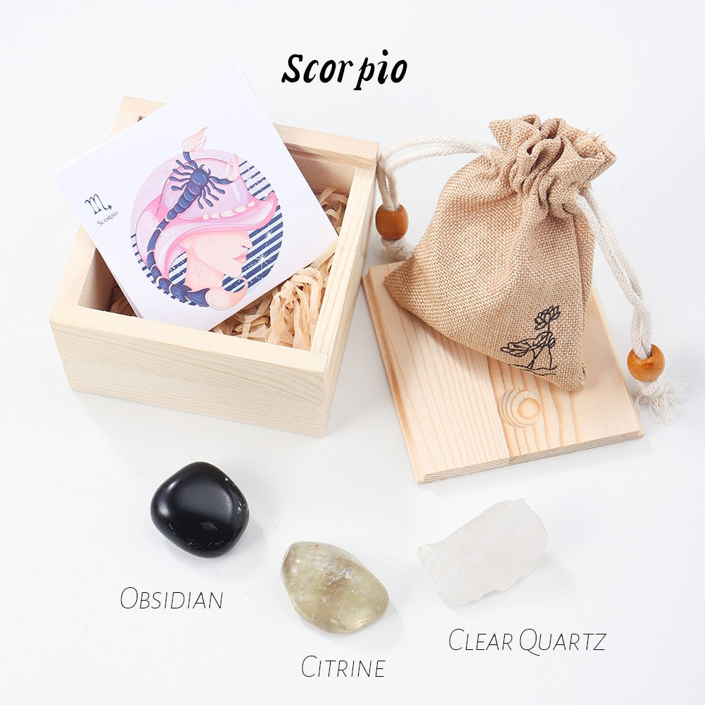 Zodiac 12 Constellations Raw Crystal Set