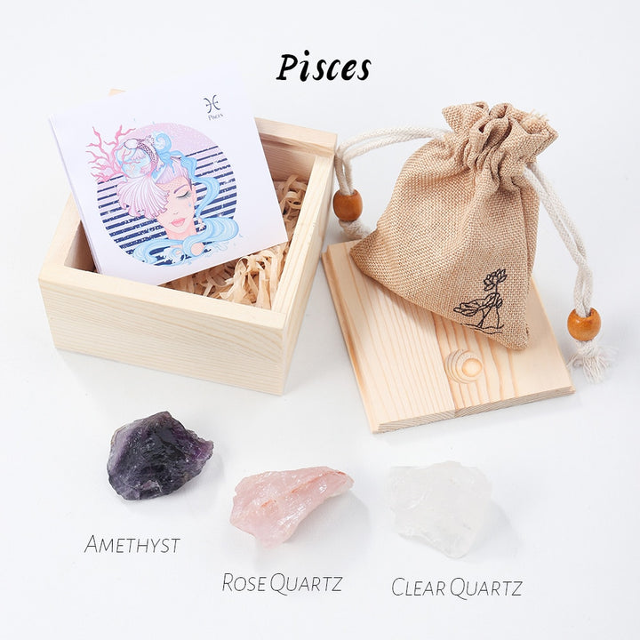 Zodiac 12 Constellations Raw Crystal Set