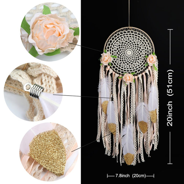 Large White Boho Floral Dreamcatcher