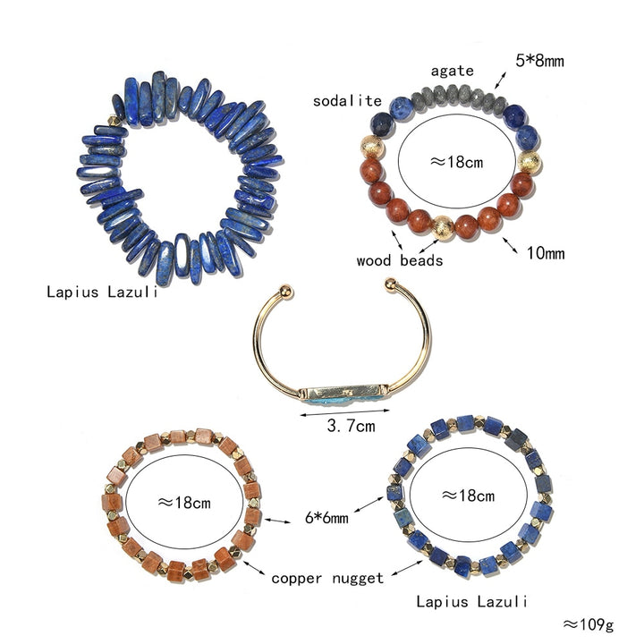 Healing Lapis Lazuli Boho Stack Bracelet