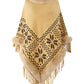 Bohemian Fringe Knit Poncho with Fur Collar