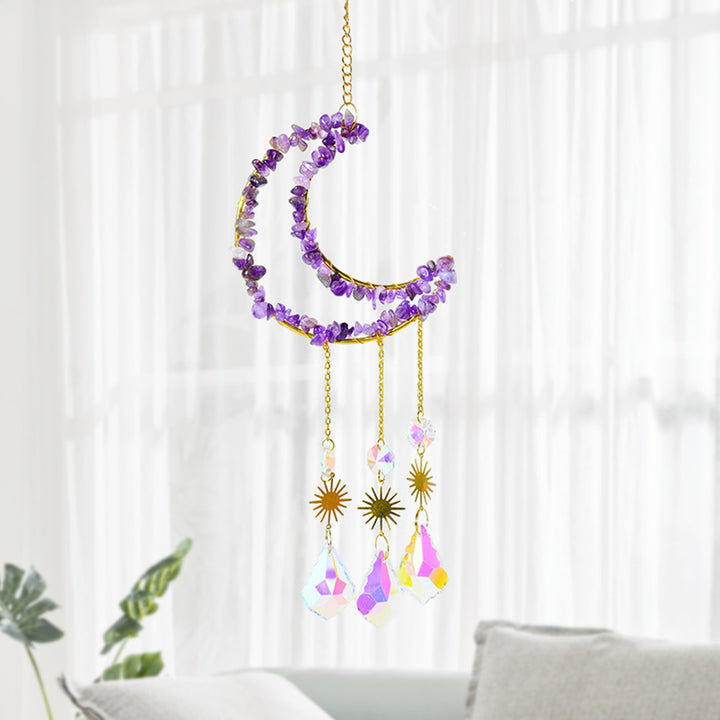 Raw Crystal Moon Wind Chimes