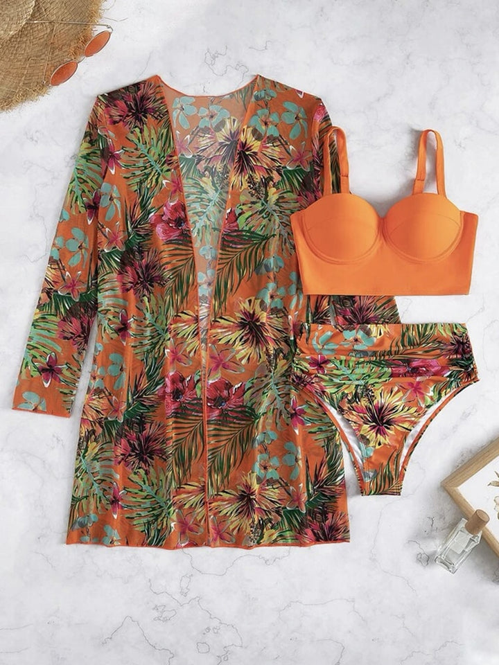 Bohemian 3 Pieces Sets Swimsuits And Cover-Ups Set