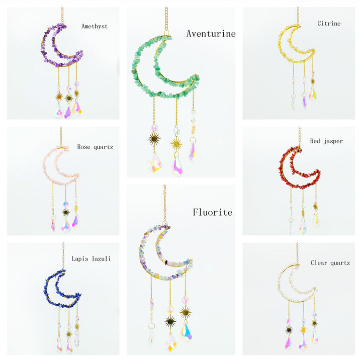 Raw Crystal Moon Wind Chimes