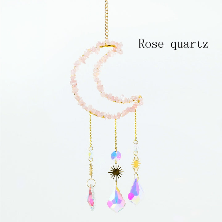 Raw Crystal Moon Wind Chimes