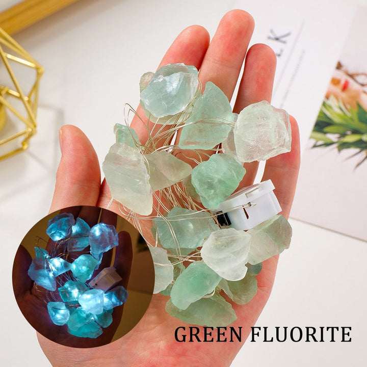Green Fluorite Crystal String Fairy Lights