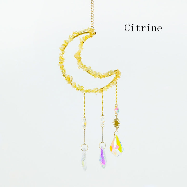 Raw Crystal Moon Wind Chimes