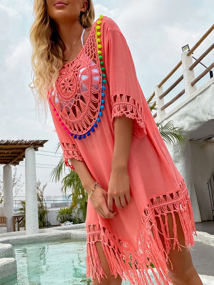 Mandala Crochet Fringed Cover-Up