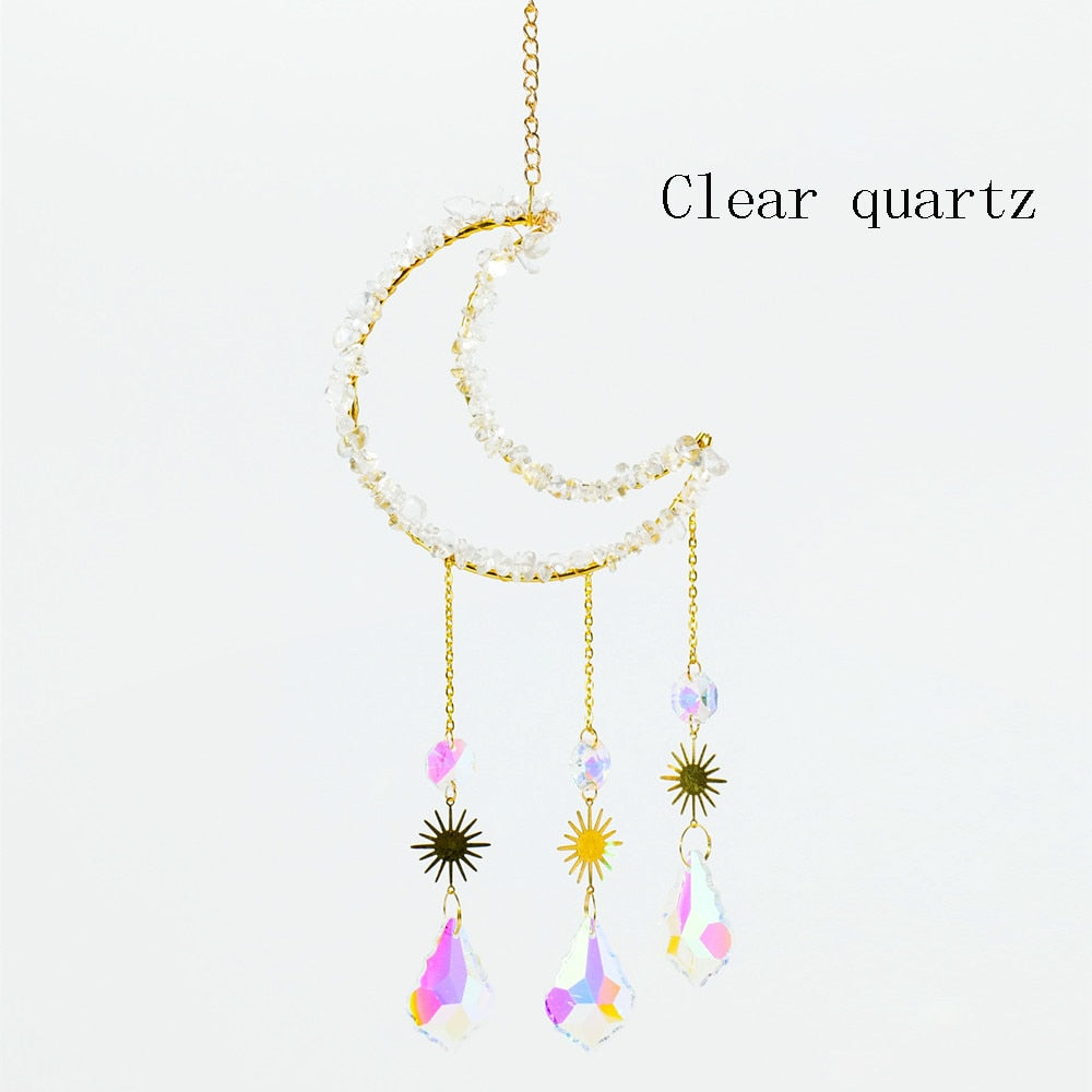 Raw Crystal Moon Wind Chimes