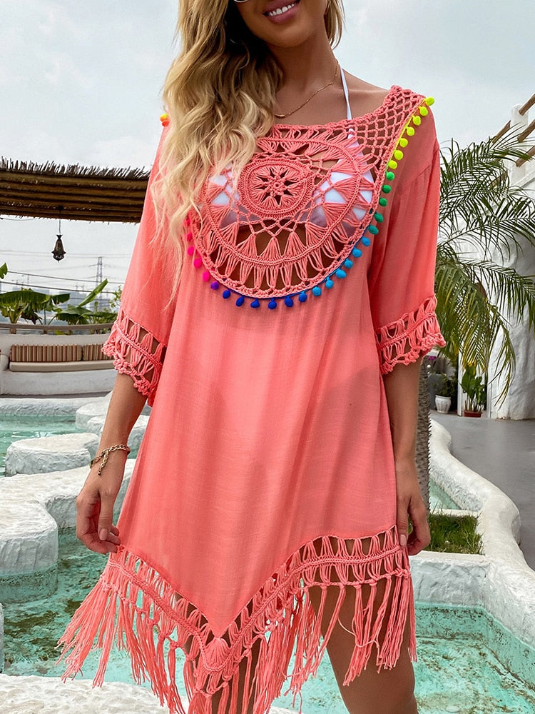 Mandala Crochet Fringed Cover-Up