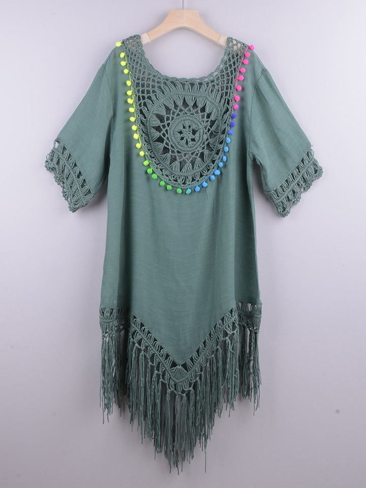 Mandala Crochet Fringed Cover-Up