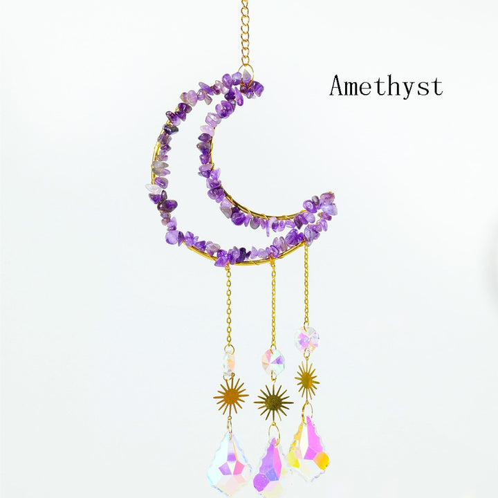 Raw Crystal Moon Wind Chimes