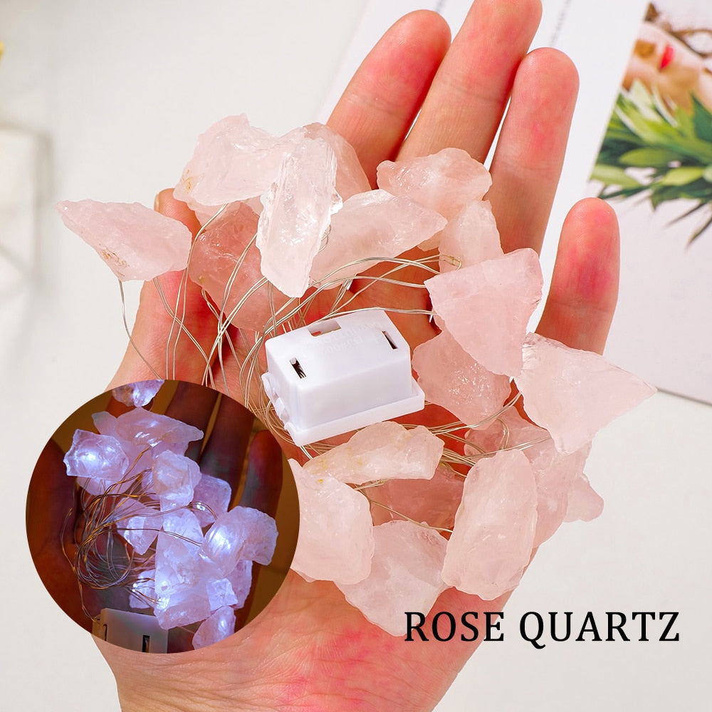 Rose Quartz Crystal String Fairy Lights
