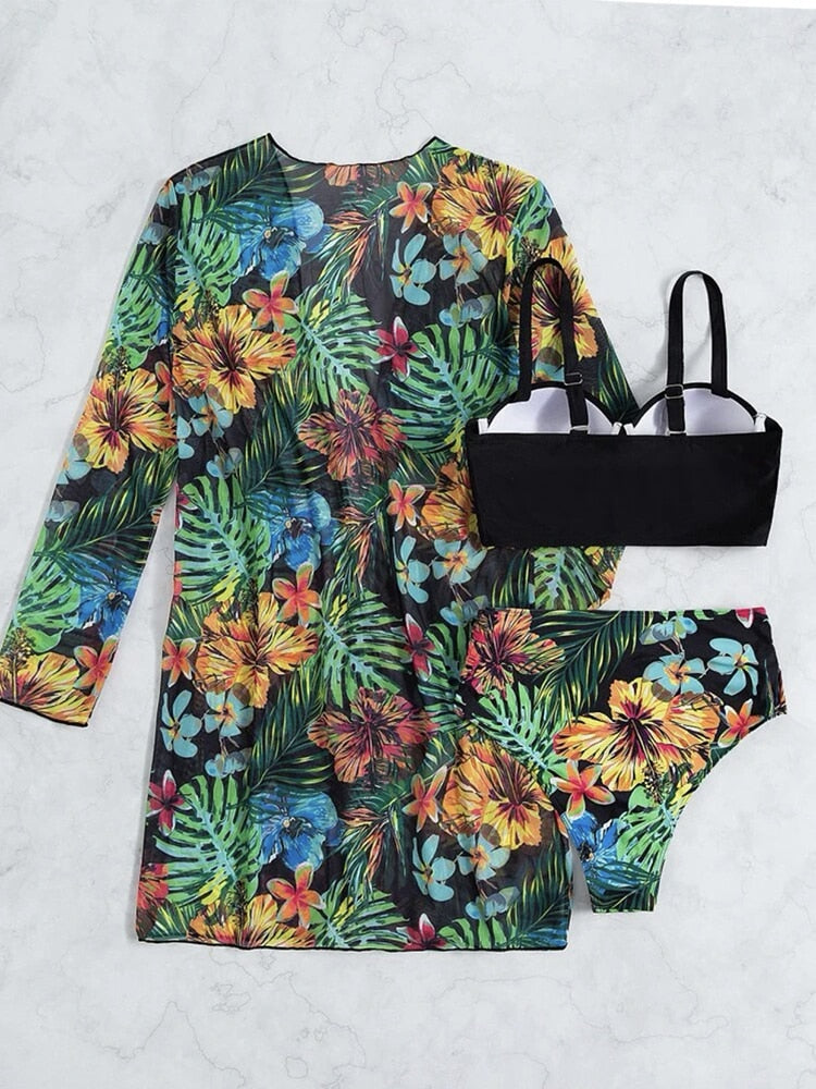 Bohemian 3 Pieces Sets Swimsuits And Cover-Ups Set
