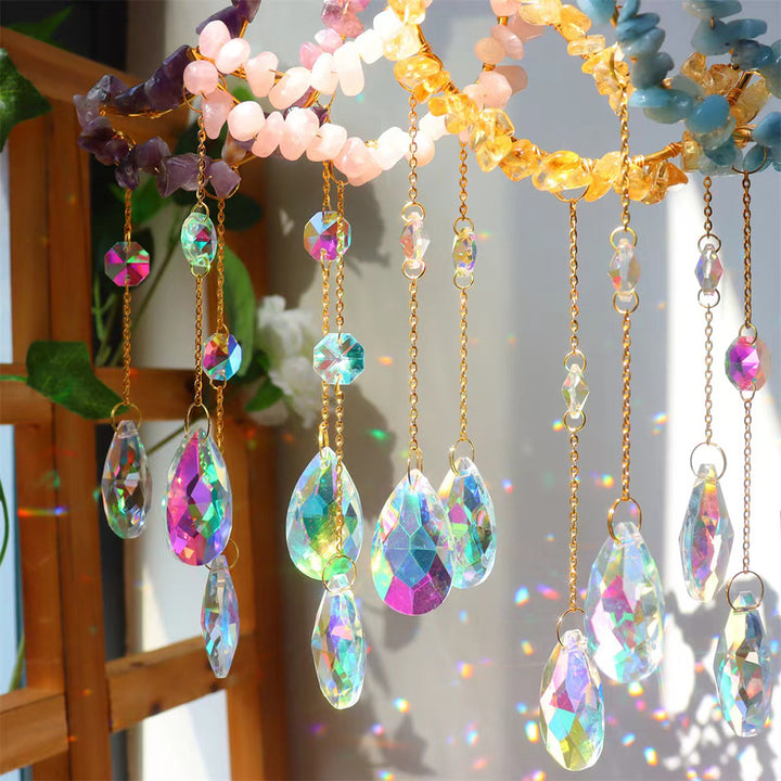 Raw Crystal Moon Wind Chimes