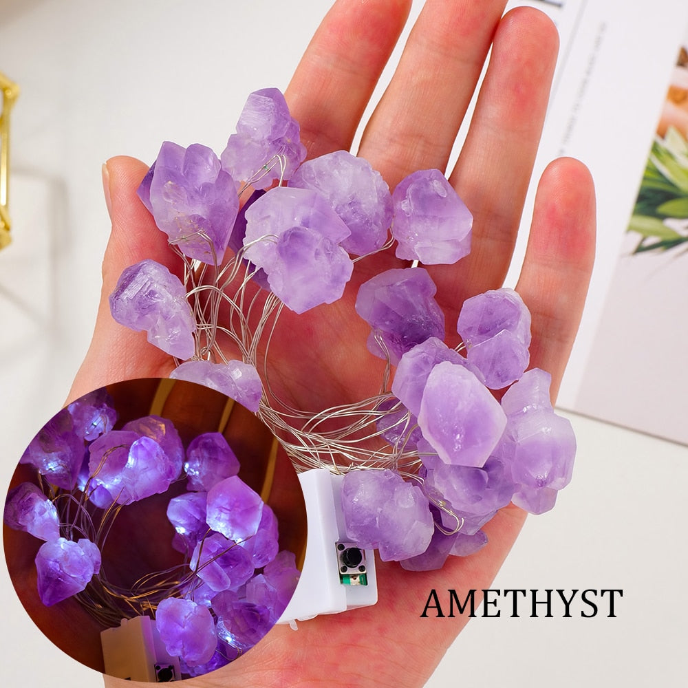 Amethyst Flower Crystal String Fairy Lights