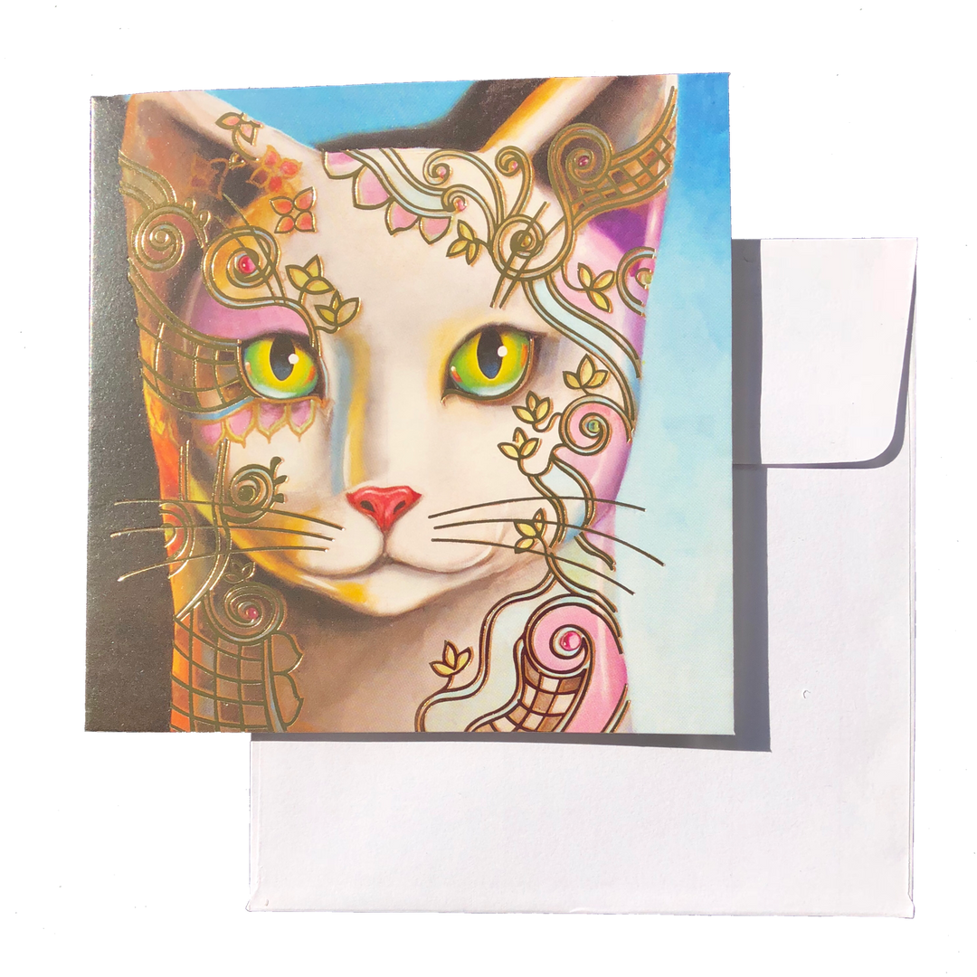 Triskele Arts Card- Adorned Cat Face
