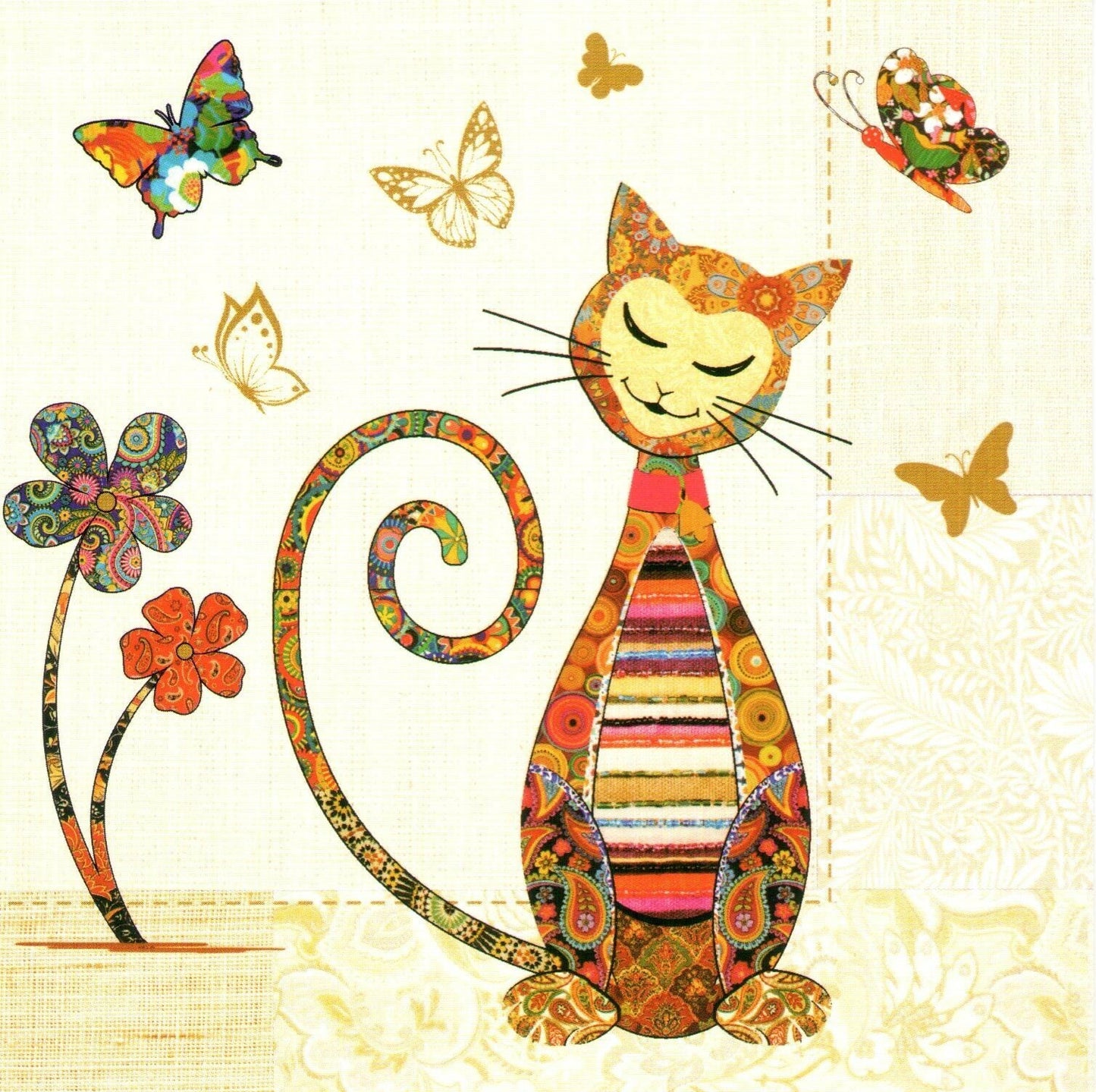 Triskele Arts Cards PAISLEY CAT AND BUTTERFLY
