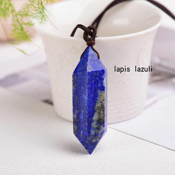 Lapis Lazuli Double Crystal Point Necklace