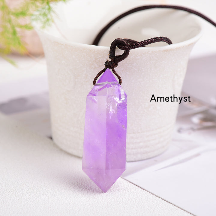 Amethyst Double Crystal Point Necklace