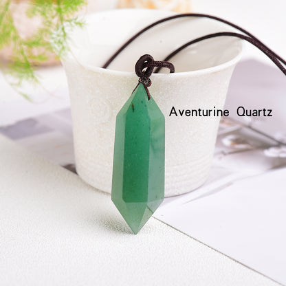 Green Aventurine Double Crystal Point Necklace