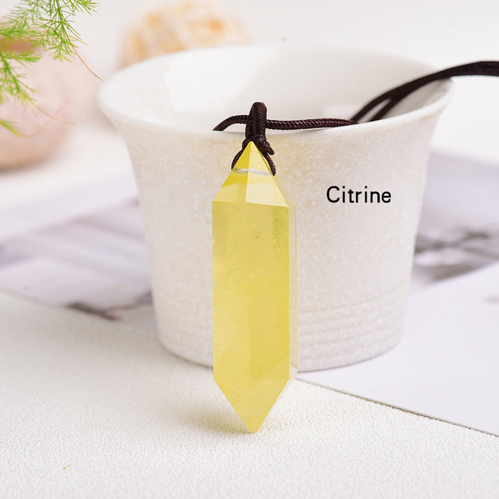 Citrine Double Crystal Point Necklace