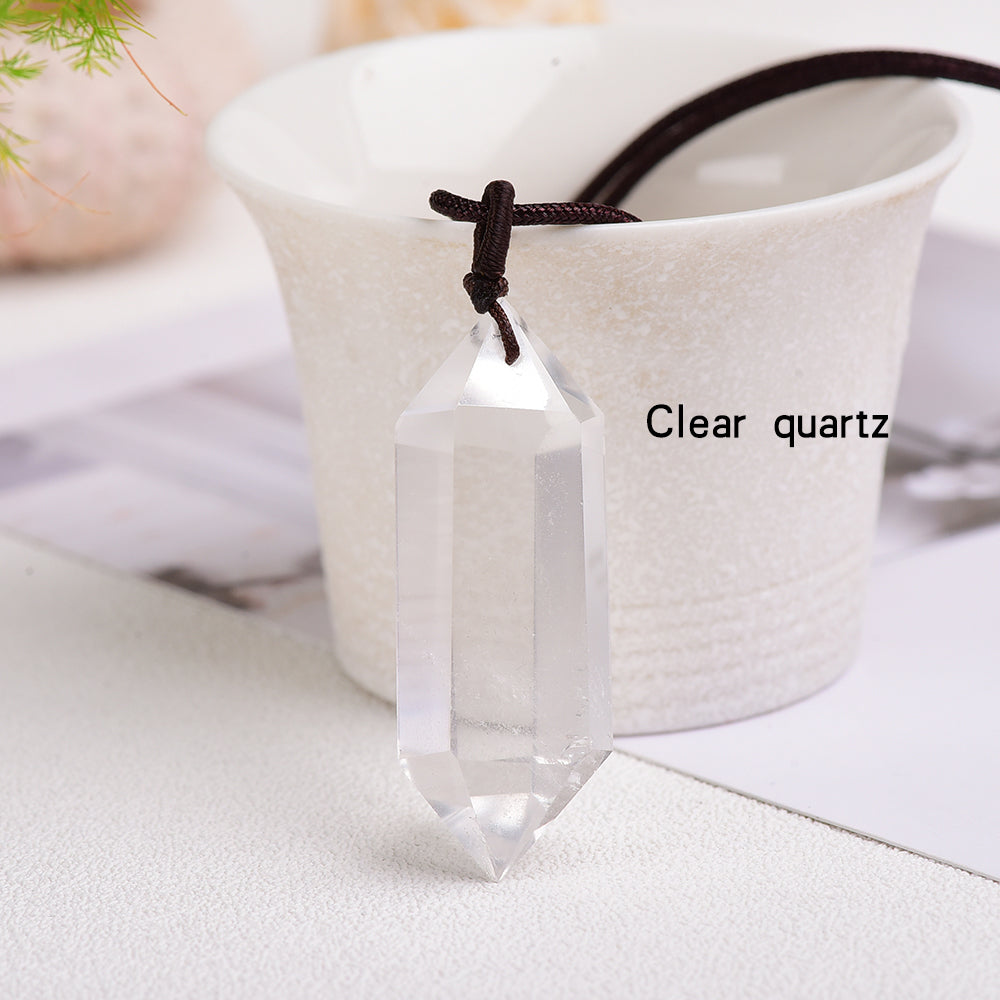 Clear Quartz Double Crystal Point Necklace