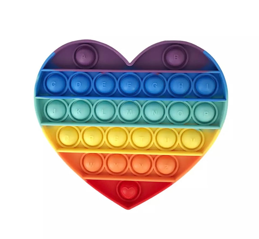 POP It Sensory Bubble Fidget Toy- Rainbow Heart