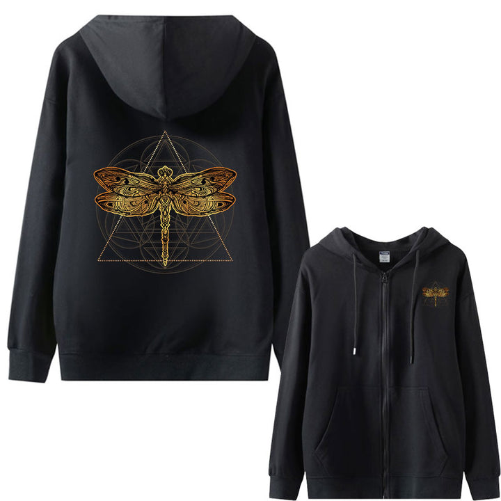 Golden DragonFly Zipper Hoodie