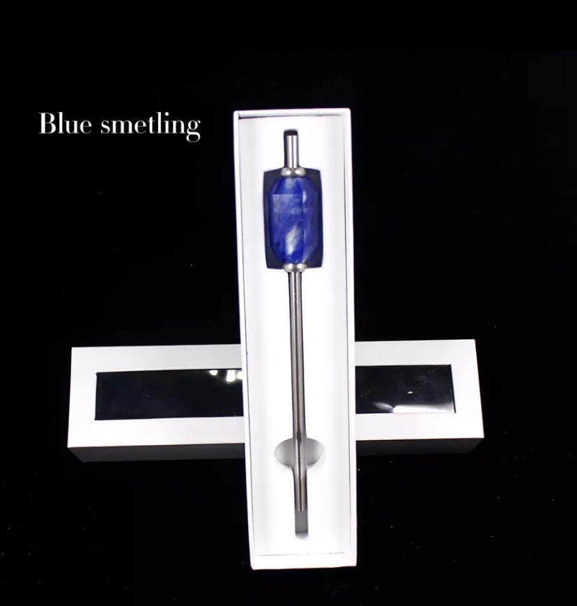 Blue Smelting Crystal Stainless Steel Straw