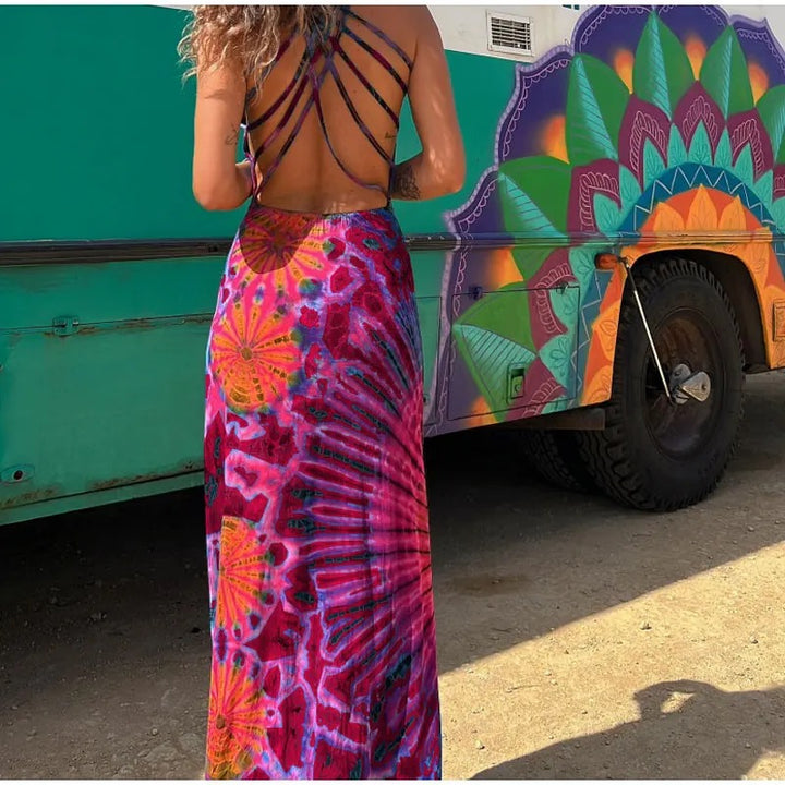 Mandala Tie Dye Strappy Back Dress