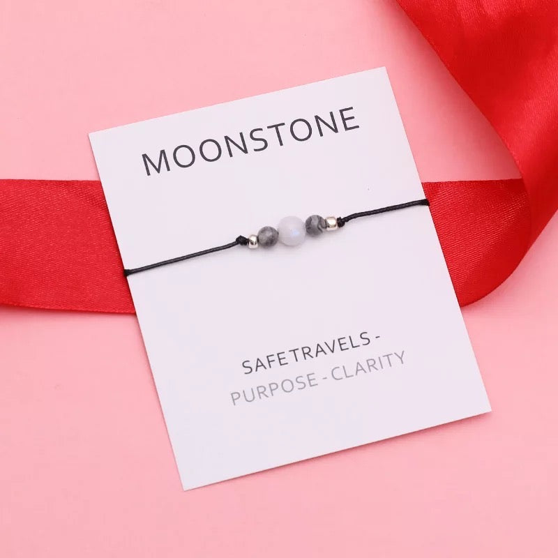 Moonstone Crystal String Bracelet & Card