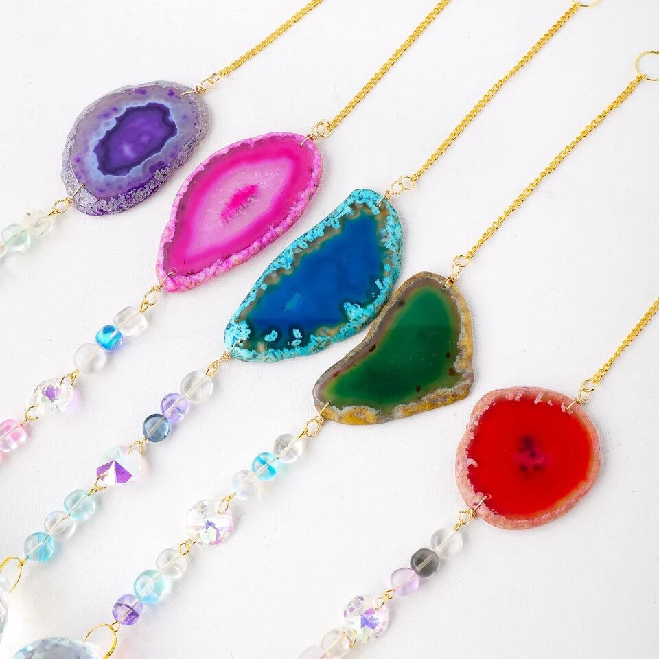 Natural Agate Crystal Suncatcher