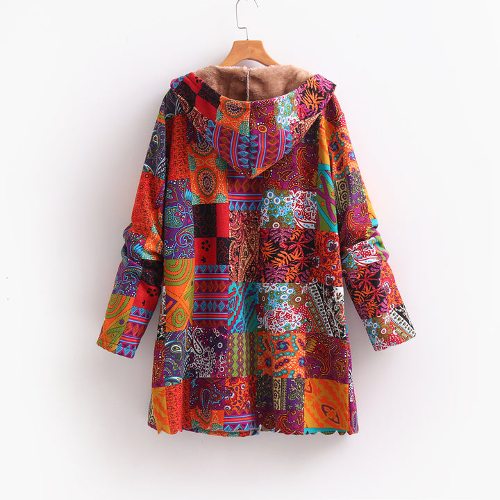 Long Bohemian Patchwork Hooded Jackets