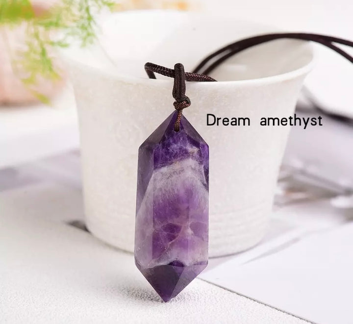 Dream Amethyst Double Crystal Point Necklace