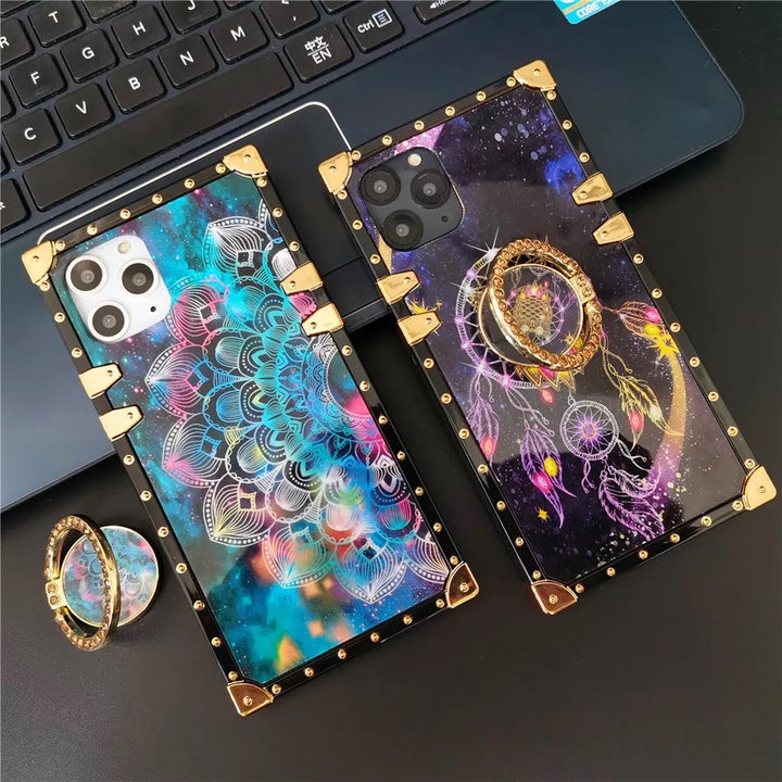 Boho Mandala / Owl Dreamcatcher Square Iphone Case